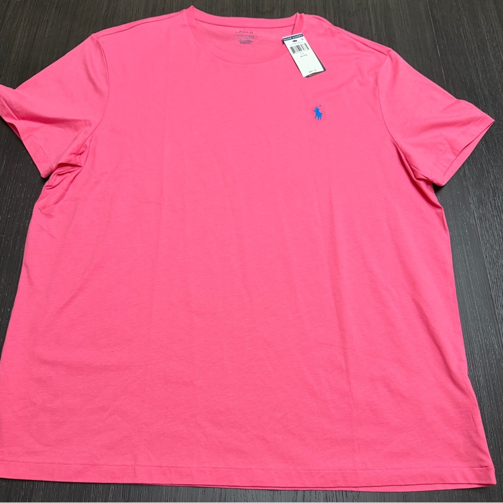 Ralph Lauren Men's Bright Pink Short Sleeve Tee